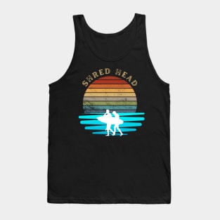 Retro Sunset with Surfer on the Ocean Waves Tank Top